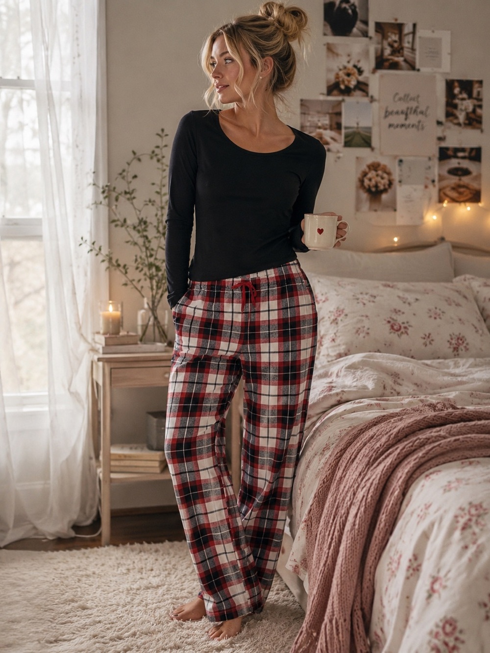 Ambrielle Red Plaid Pajama Pants Size MT Cozy Tartan Holiday
Lounge